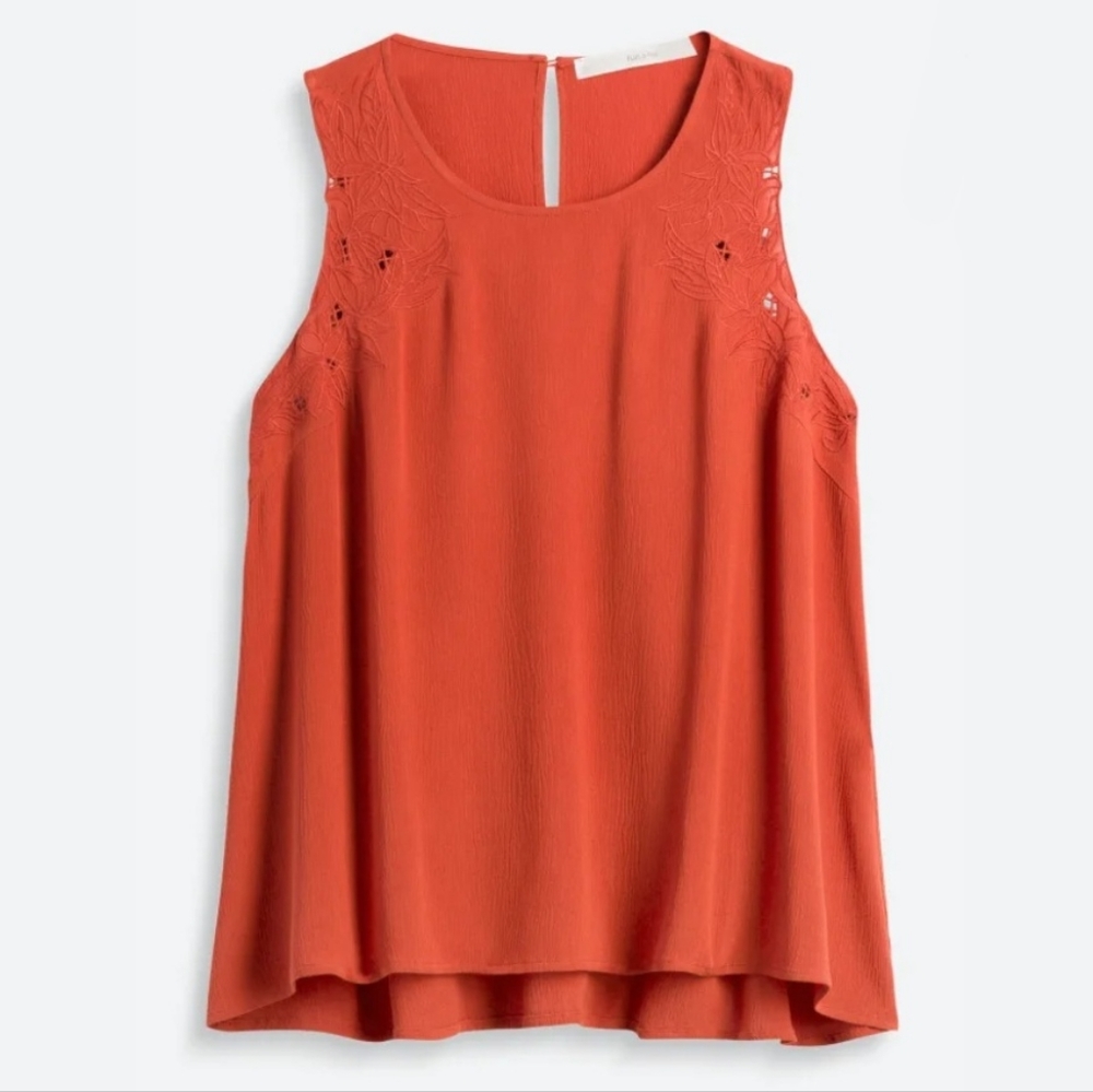 Blouse Burnt Orange Simonsen Shoulder Detail Tank Top Rayon S